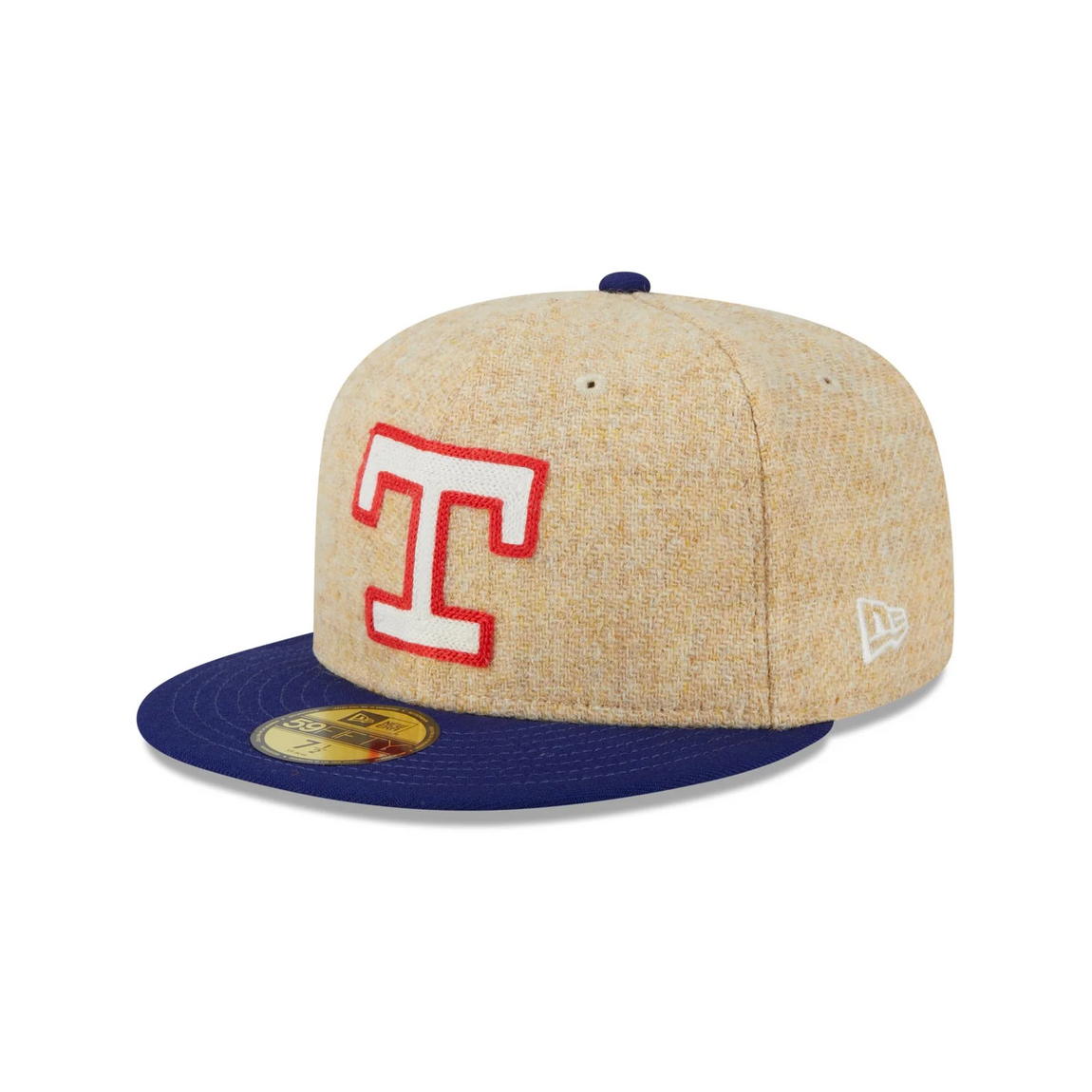 New Era 59FIFTY Texas Rangers Harris Tweed Fitted Hat (Khaki/Red