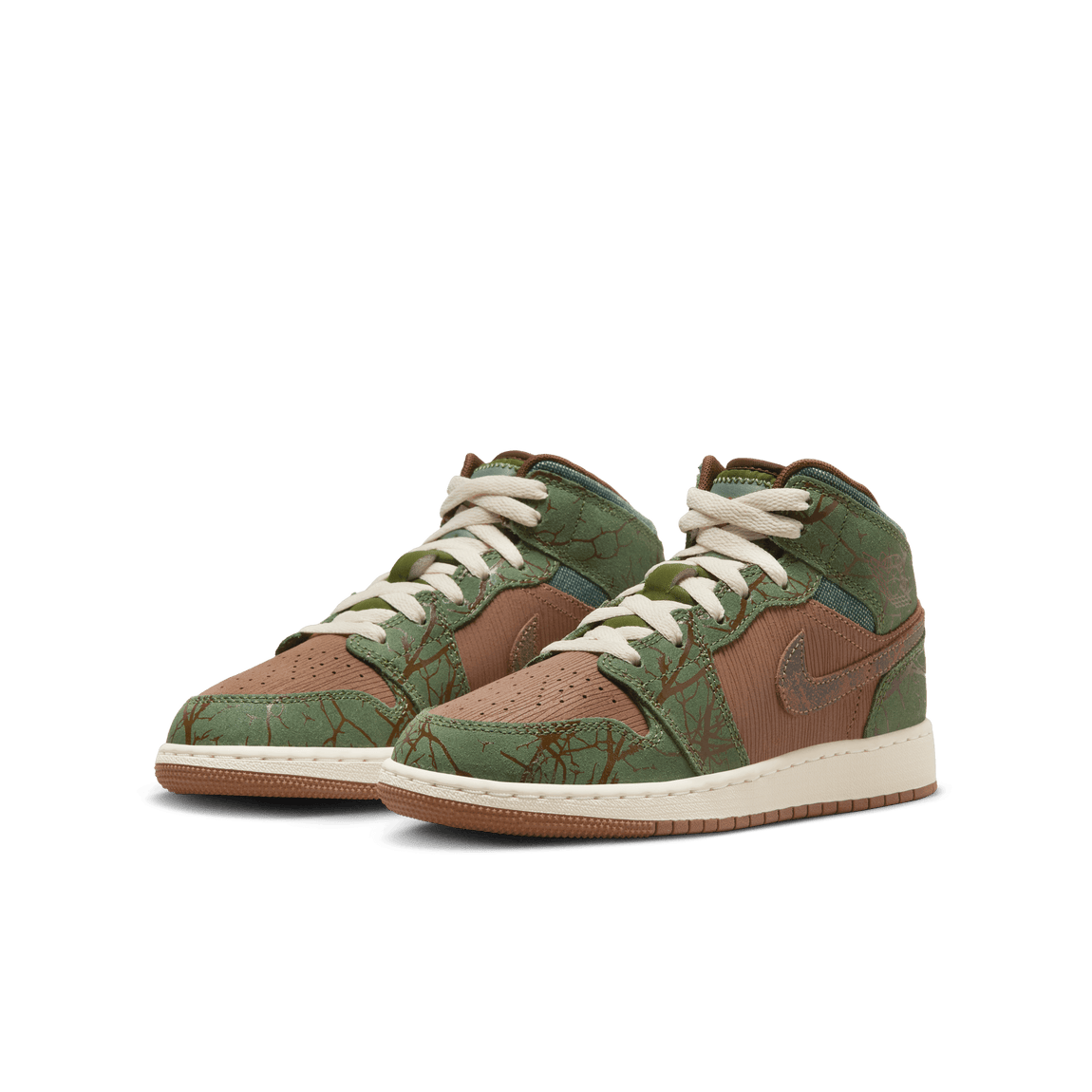 Air Jordan 1 Mid Sneaker School GS (Archaeo Brown/Light Olive-Treeline) - Air Jordan 1 Mid Sneaker School GS (Archaeo Brown/Light Olive-Treeline) - 