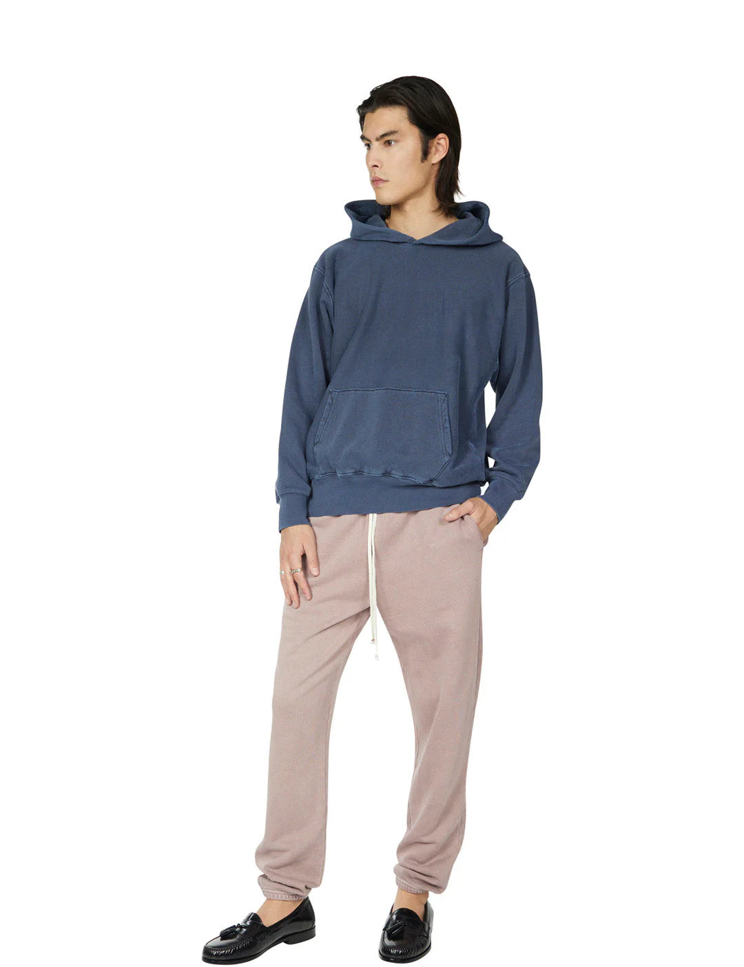 Les Tien Men's Pullover Hoodie (Washed Denim) - Les Tien Men's Pullover Hoodie (Washed Denim) - 