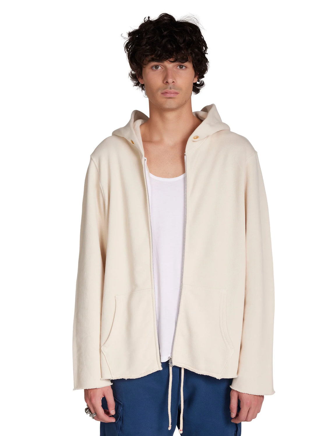 Les Tien Raw Zip Hoodie (Ivory) - Les Tien Raw Zip Hoodie (Ivory) - 