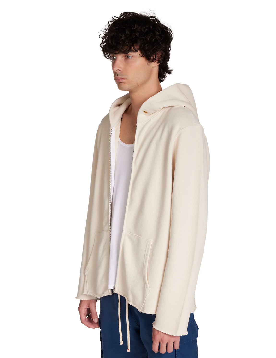 Les Tien Raw Zip Hoodie (Ivory) - Les Tien Raw Zip Hoodie (Ivory) - 