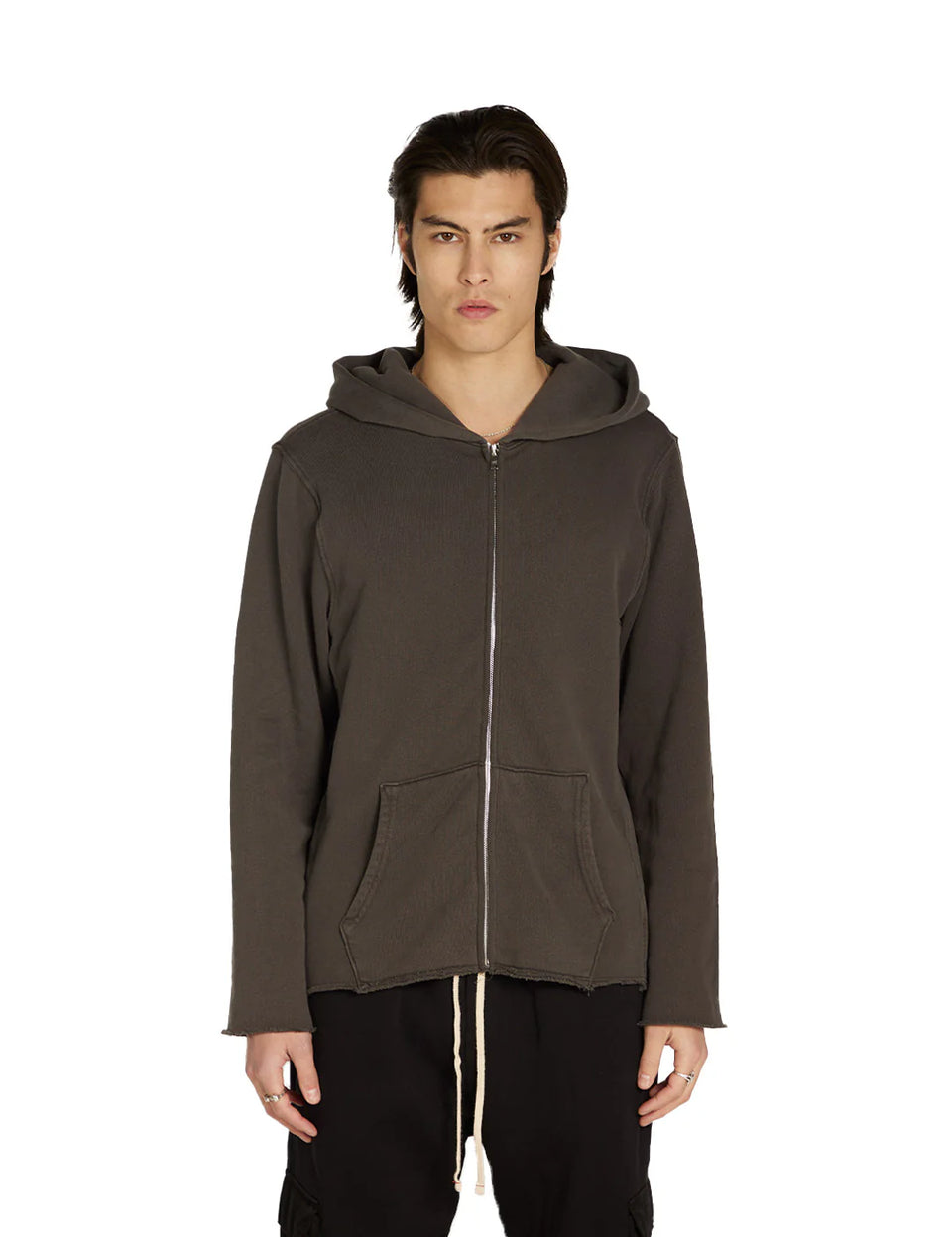 Les Tien Raw Zip Hoodie (Vintage Black) - In-Stock