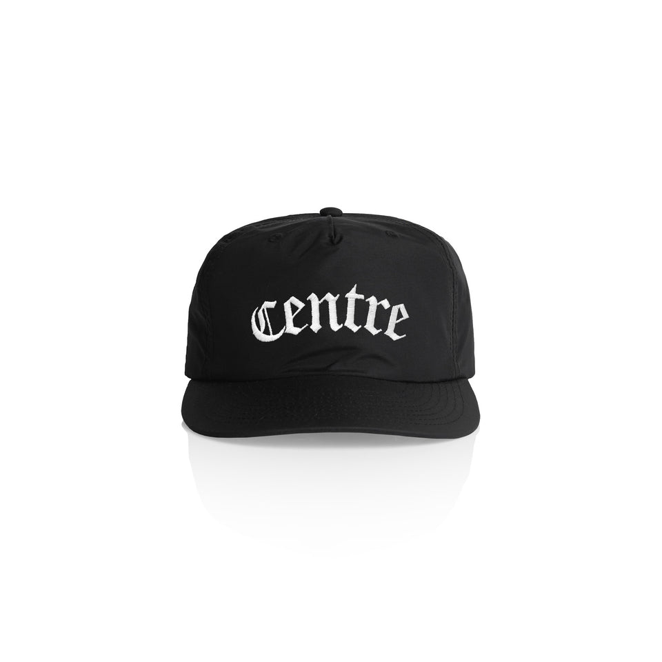 Centre Blackletter Hat (Black) - In-Stock