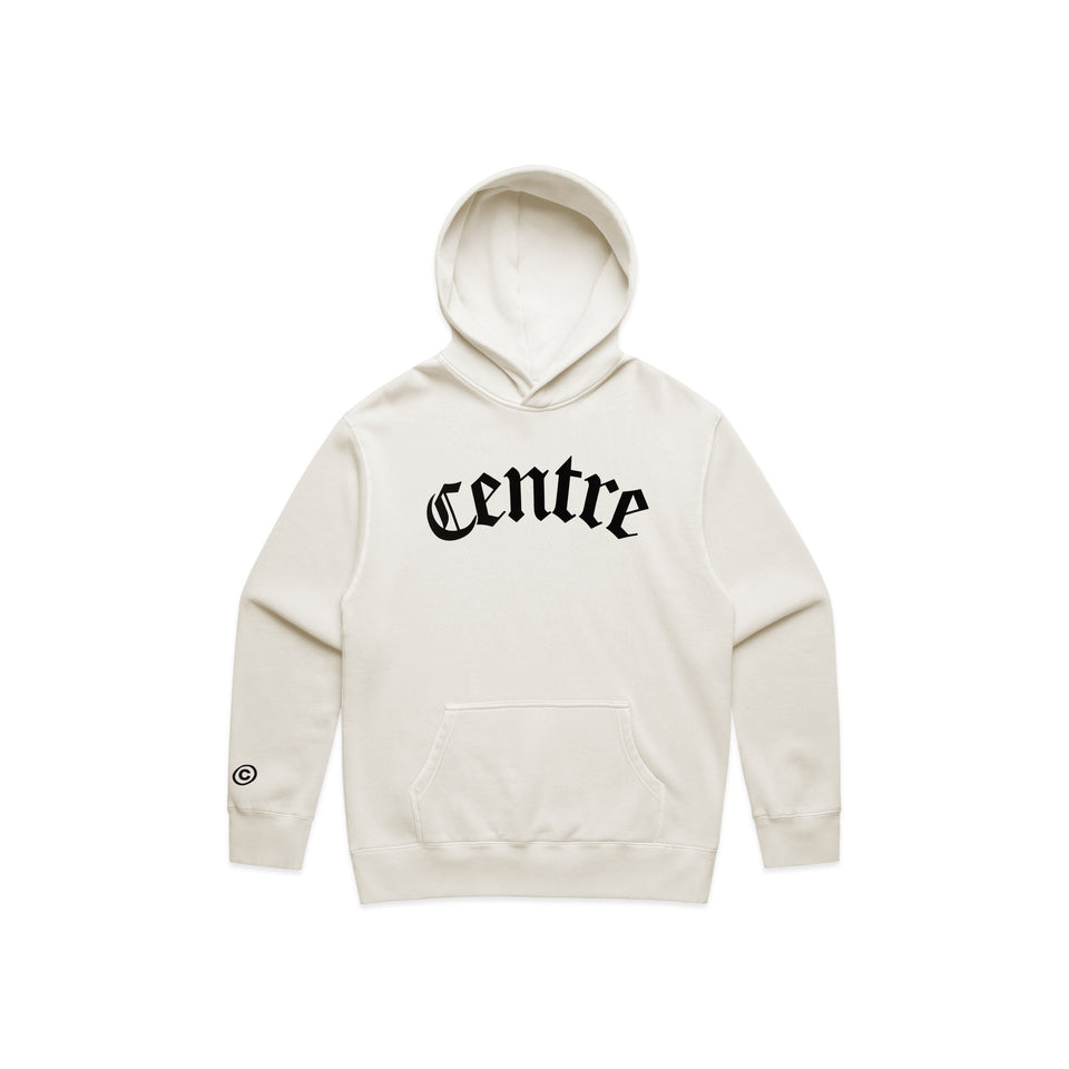 Centre Blackletter Hoodie (Ivory) - In-Stock