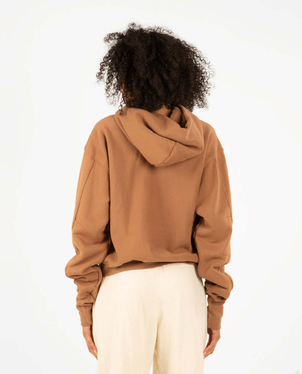 Les Tien Women's Crop Pullover Hoodie (Chestnut) - Les Tien Women's Crop Pullover Hoodie (Chestnut) - 