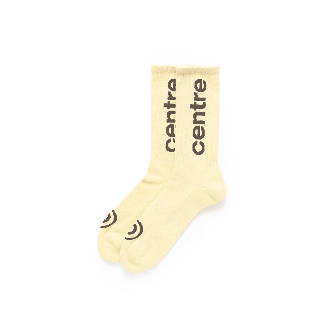 Centre Premium Casual Crew Socks (Cream/Brown) - Centre Premium Casual Crew Socks (Cream/Brown) - 