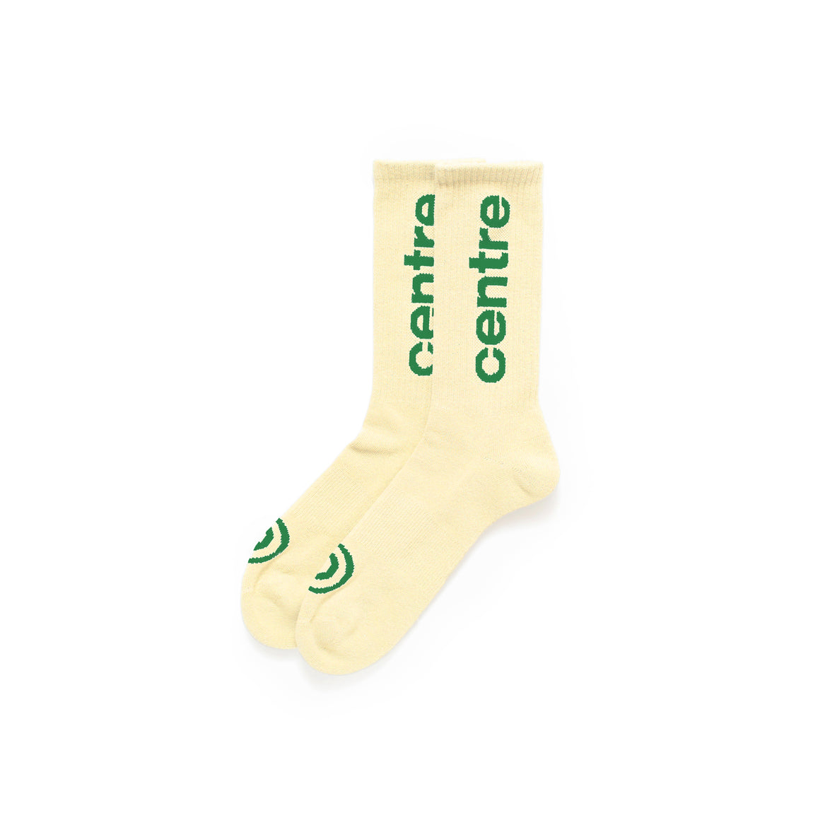 Centre Premium Casual Crew Socks (Cream/Green) - Centre Premium Casual Crew Socks (Cream/Green) - 