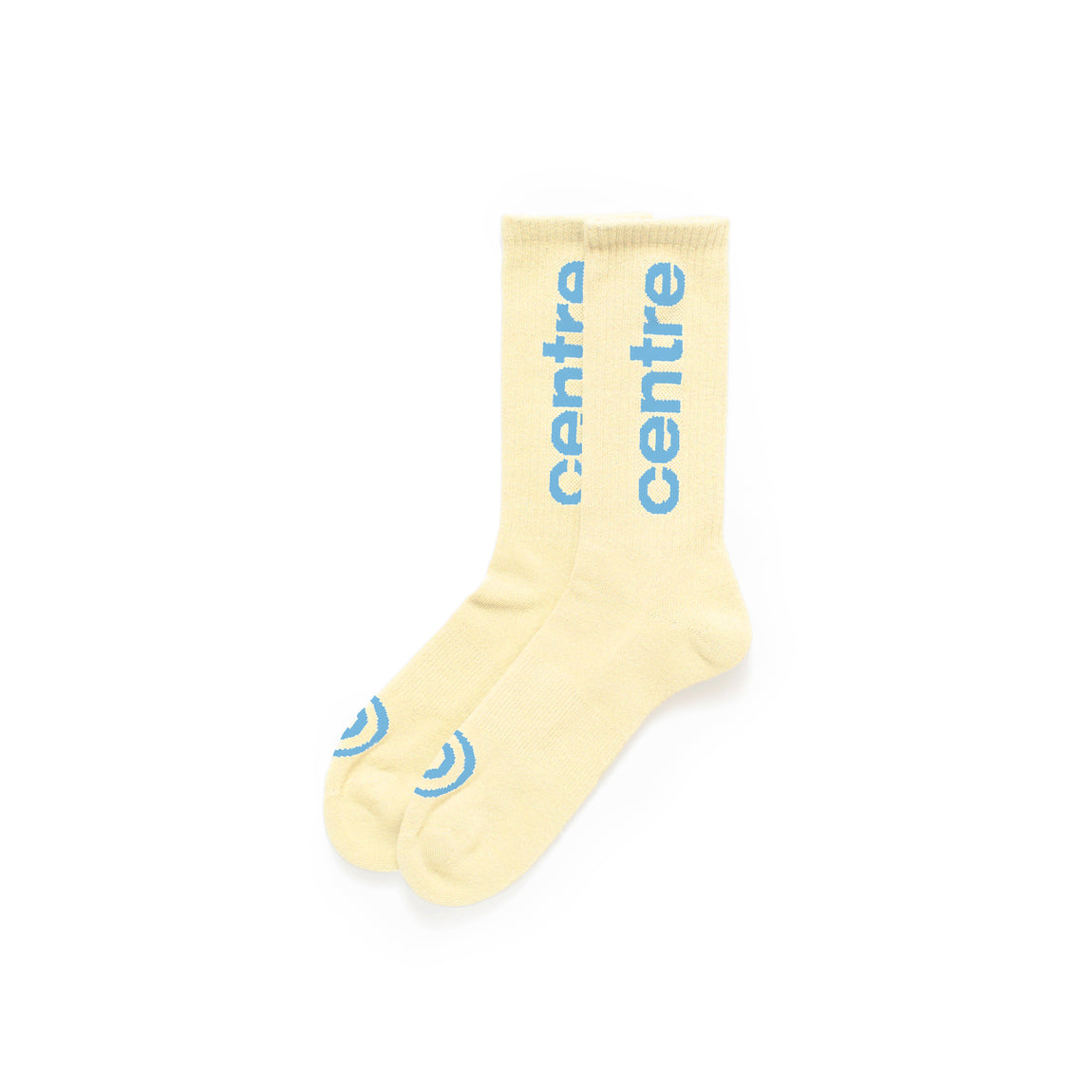 Centre Premium Casual Crew Socks (Cream/Light Blue) - Centre Premium Casual Crew Socks (Cream/Light Blue) - 