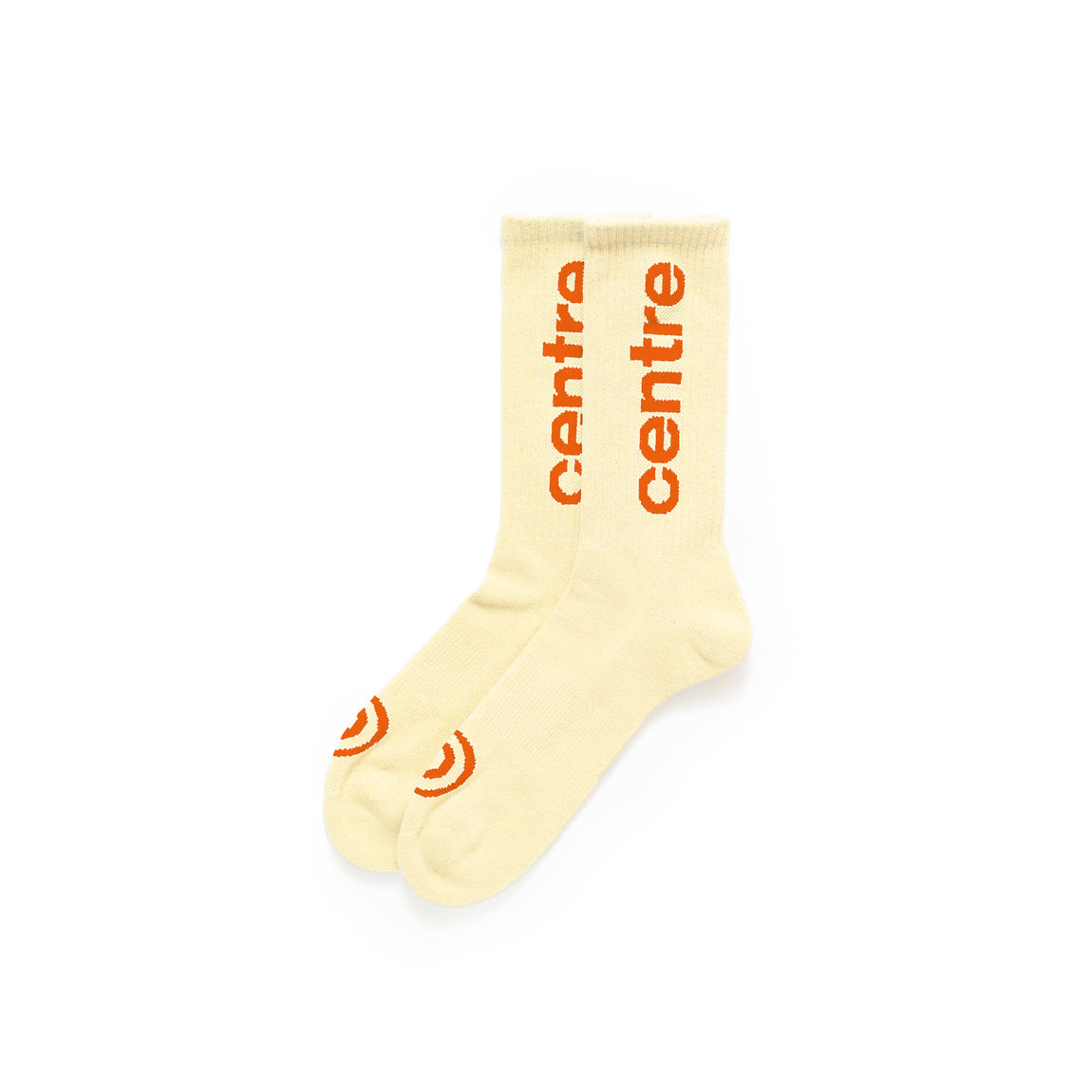 Centre Premium Casual Crew Socks (Cream/Orange) - Centre Premium Casual Crew Socks (Cream/Orange) - 