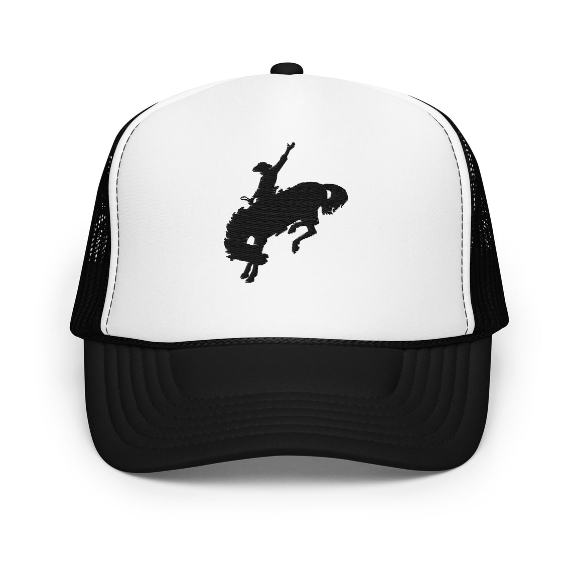 Cowboy Buck Trucker Hat (White/Black) - Cowboy Buck Trucker Hat (White/Black) - 