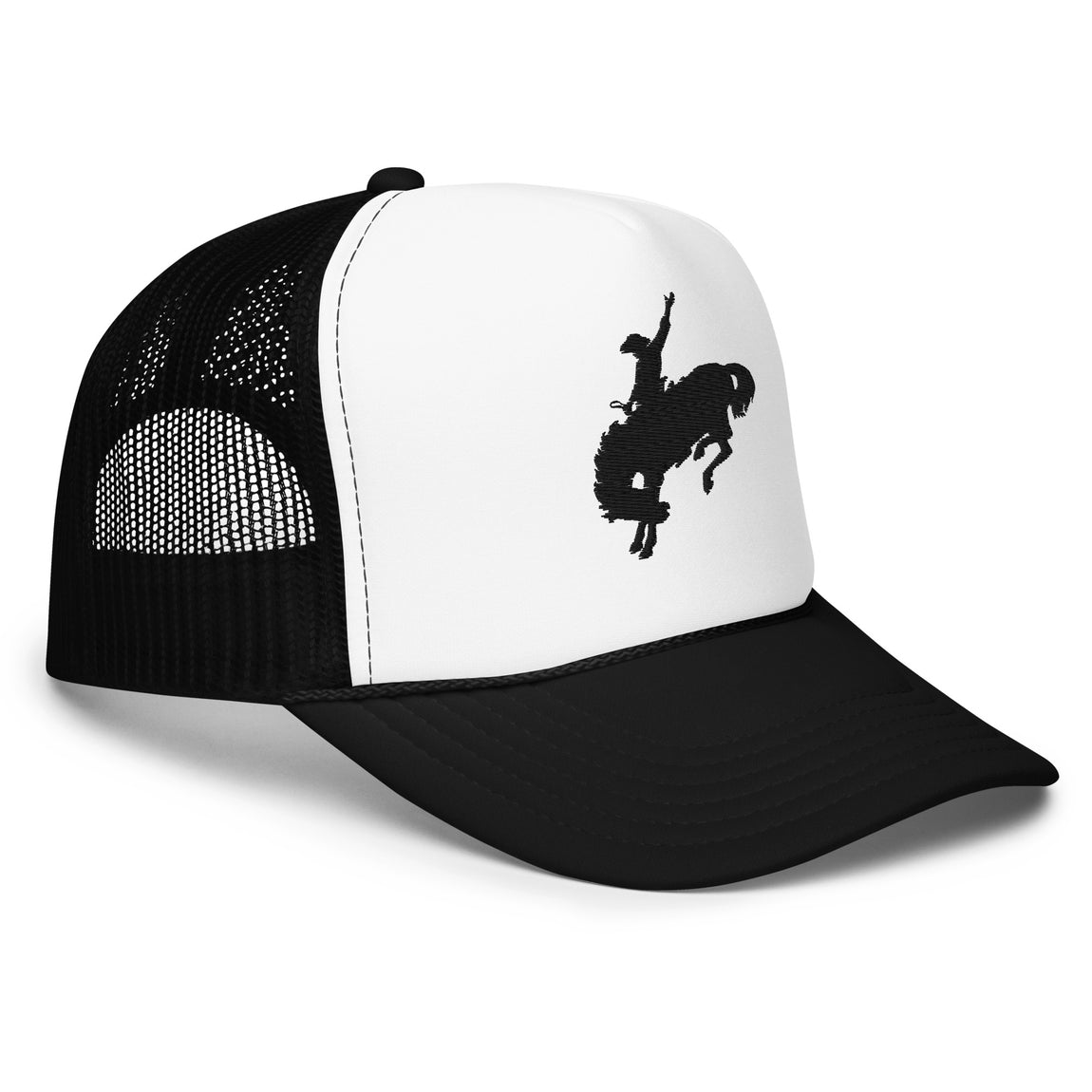 Cowboy Buck Trucker Hat (White/Black) - Cowboy Buck Trucker Hat (White/Black) - 