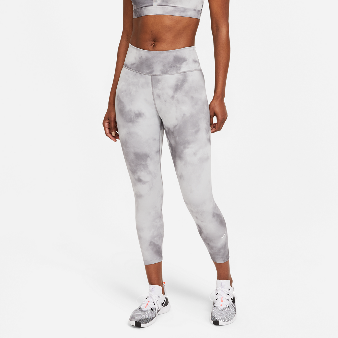 Nike Women's One Icon Mid-Rise Crop Leggings (Smoke Grey/White